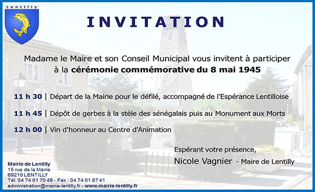 Commemoration Du 8 Mai 1945 Mairie De Lentilly
